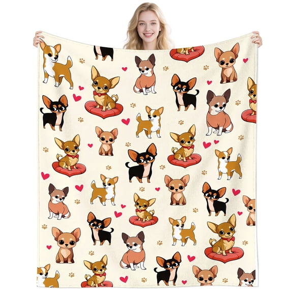 Chihuahua Blanket Gifts for Women Chihuahua Lovers Adults,Flannel Chihuahuas Dog Blanket for Couch Sofa Bed Gifts for Christmas Thanksgiving 50"x40"