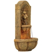 Royal Lion Head 29 1/2 High Large Italian Indoor Outdoor Decor Faux Stone Wall Fountain with Light LED Garden