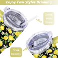 thumbnail image 5 of 40oz Yellow Lemon Pattern Stainless Steel Flip Straw Tumbler Spill Proof Travel Cup Double Wall Vacuum Insulated Coffee Mug with Top Handle, 5 of 6
