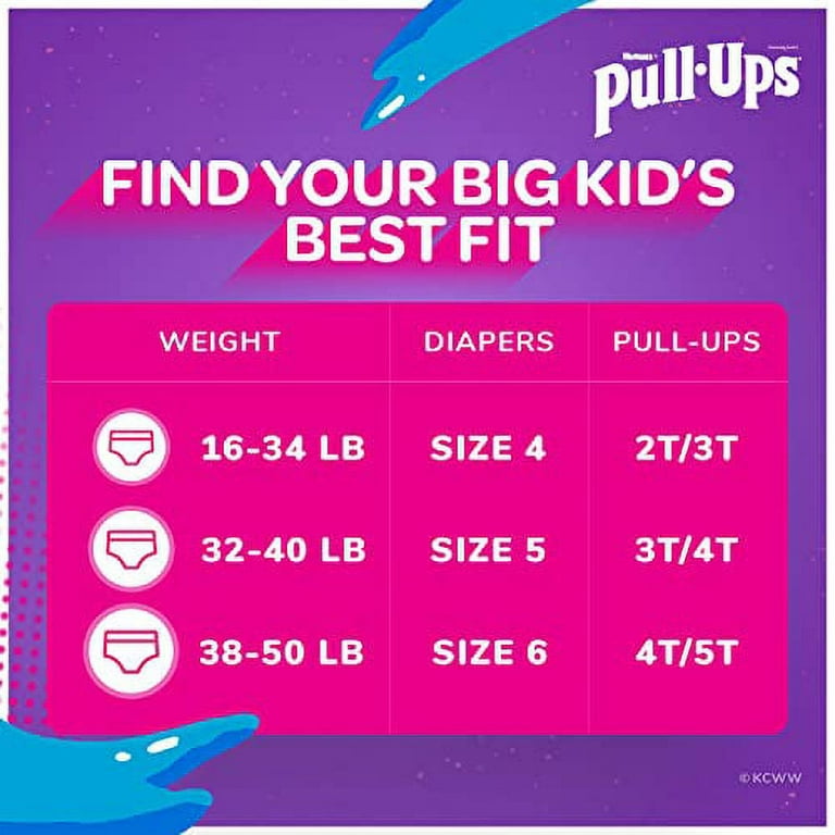 Pull-Ups Girls' Potty Training Pants Training Underwear Size 6, 4T