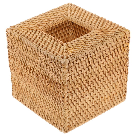 MLINS Rattan Tissue Box Cover Square Rattan Woven Tissue Holder Tissue Holder