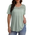 thumbnail image 3 of VERABENDI Women's Plus Size Tops Summer Short Sleeve Lady Tunic Shirts Lace Splicing Blouses,M-4XL, 3 of 6