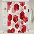 thumbnail image 2 of Red Shower Curtain, Red White Abstract Geometric Modern Grid Pattern Minimalist Bath Curtains Waterproof Fabric with Hooks for Home Decor, 72Wx72H, 2 of 6