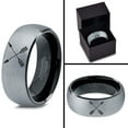 thumbnail image 4 of Tungsten Archery Bow Arrows Crossed Band Ring 8mm Men Women Comfort Fit Black Dome Brushed Gray Polished, 4 of 4