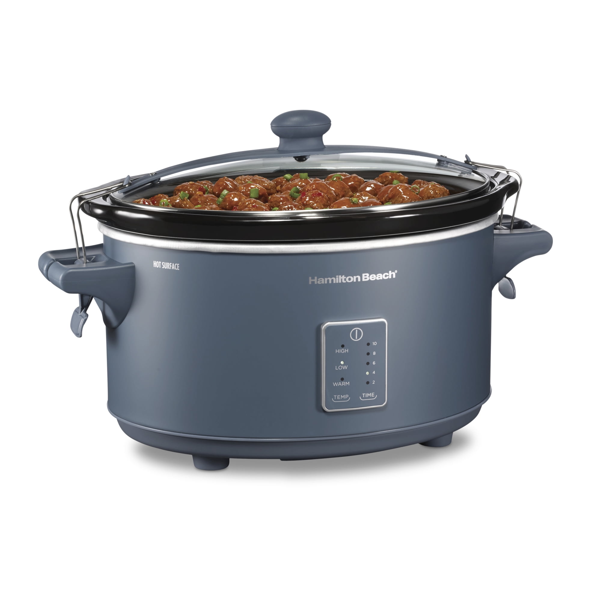 Hamilton Beach 7 Qt Programmable Slow Cooker Stoneware Crock with Removable Pot Steel Blue