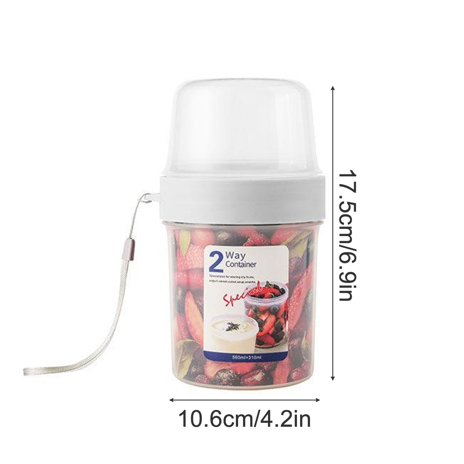 Yirtree cereal and milk container on the go Double layer hiking food  container snack cup camping and RV storage and organization to go cup for  crunch yogurt container 560/760ml 