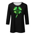 thumbnail image 5 of Elvqul Shirts Chemises pour Femmes T - Graphiques Stylés Manches 3/4 Chandail de Fête de la Saint-Patrick Col Rond Hauts pour Dames Vert, 5 of 5