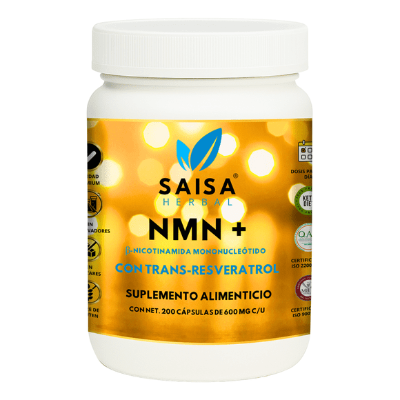 NMN (Nicotinamida Mononucleótido) + Resveratrol 200 Cápsulas | Suplemento Alimenticio | Uso Diario | Saisa Herbal
