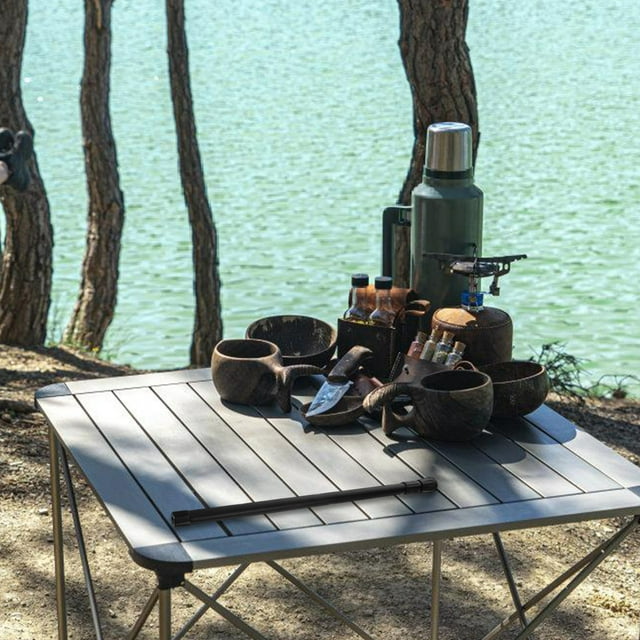 Luxshiny Pied de Table de Camping Réglable Noir Pieds en Métal Portables pour Randonnée Lot de 1