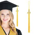 thumbnail image 4 of justharion Tassel Decoration Hanging Date Drop Tassel Pendant Polyester Graduation Cap Drop Prop, Gold, 4 of 8