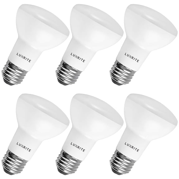 Luxrite BR20 LED Flood Light Bulb, 6.5W=45W, 2700K Warm White, 460 Lumens, Dimmable, UL Listed, E26 Base 6-Pack