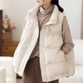 thumbnail image 5 of Chalecos para mujer, chalecos de algodón con plumón de pato, cárdigans casuales sin mangas con cuello alto, chaquetas vintage de gran tamaño, chaquetas sólidas, blusas para mujer, 5 of 5
