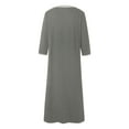thumbnail image 4 of Midwennn Women's Zipper Front Robe 3/4 Sleeve Housecoat Calf Length Casual Nightgown Loose Bathrobe with Pockets Soft Knee Length Nightgowns Womens Nightshirt Sleepwear Shirt Button Nightgown plus, 4 of 4