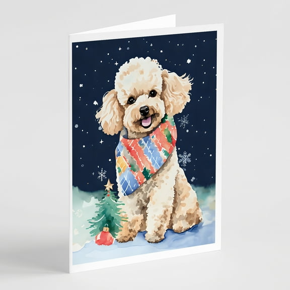 Poodle Christmas Greeting Cards Pack of 8 7 in x 5 in