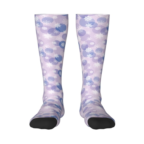 Fotbe Winter With Snowflakes Calcetas Divertidas Estampadas para Hombre y Mujer, Calcetas de Algodón hasta la Rodilla para Caminar, Correr, Enfermería y Embarazo