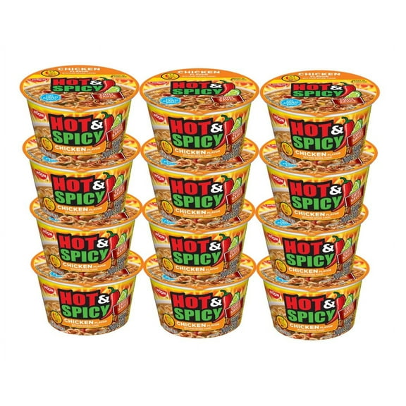 12 Pack | Nissin Hot & Spicy Noodle Bowl, Chicken, 3.32 oz