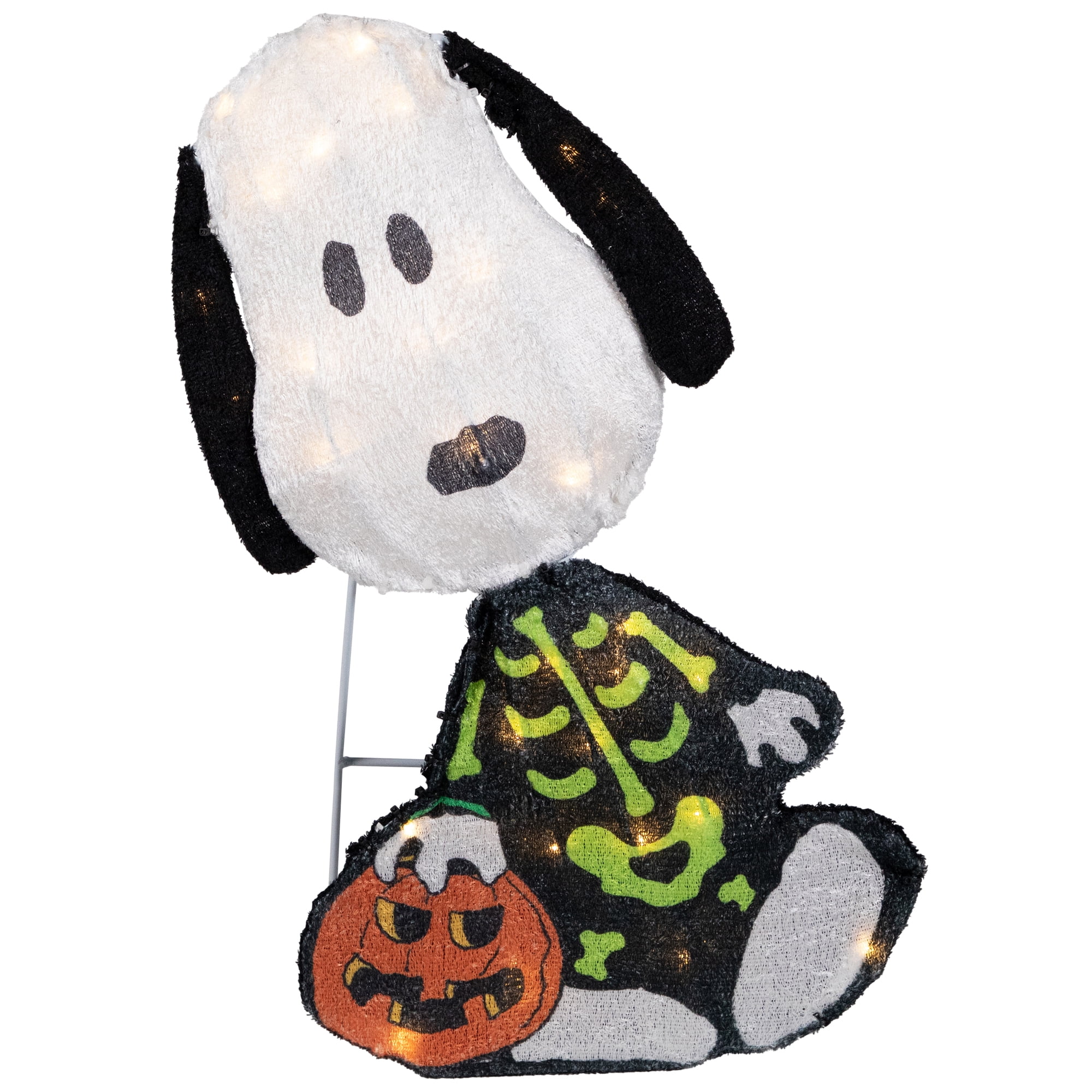 LED Lighted Skeleton Snoopy Outdoor Halloween Yard Decoration - 18"