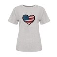 thumbnail image 3 of Camisetas de Manga Corta para las Mujeres Día de la Independencia Impresión Básica Camiseta de Verano, Cuello Redondo Casual Camiseta Blusa, 3 of 4