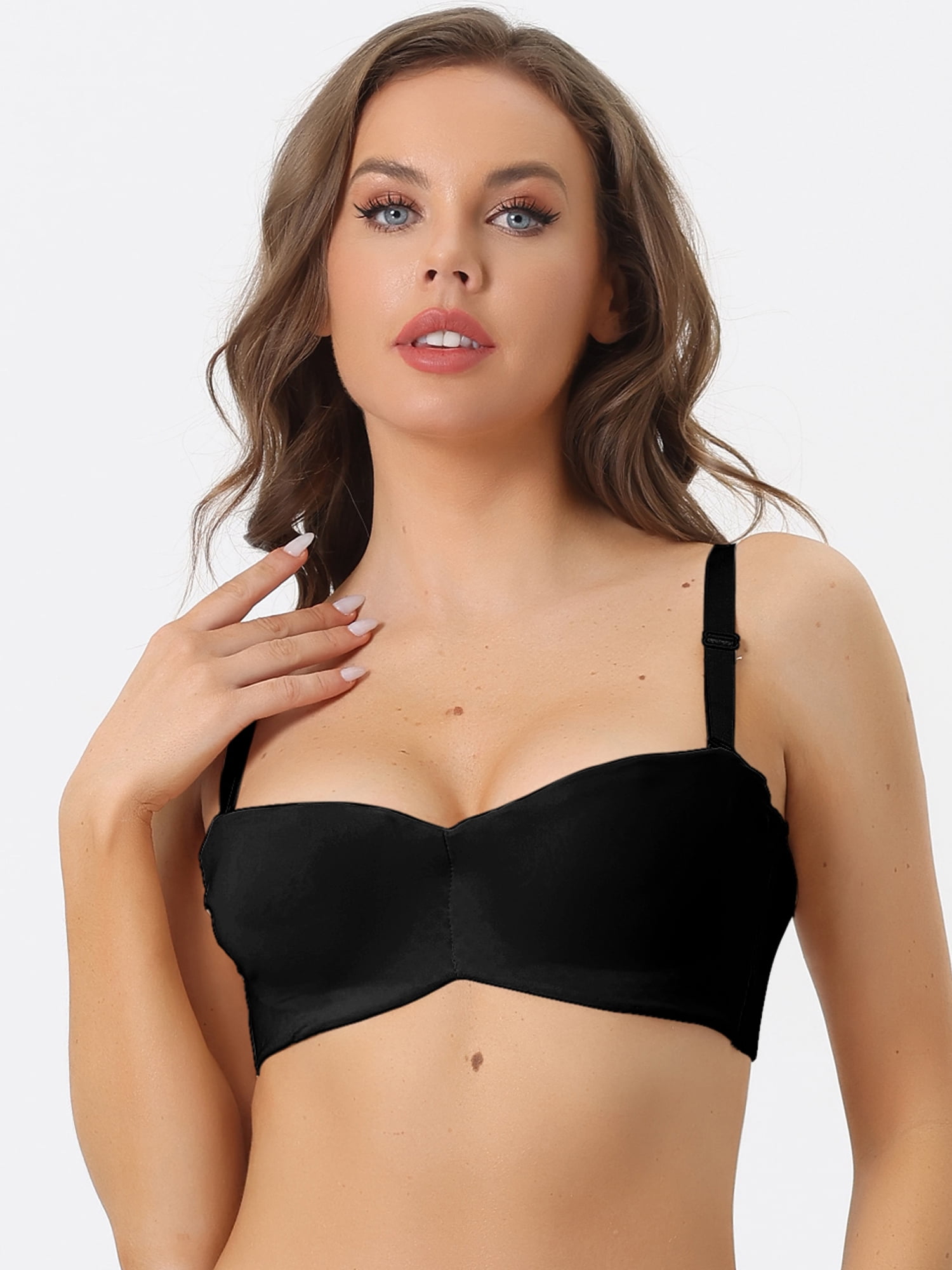 Unique Bargains Women's Underwire Lightly Bra Soft Unpadded Cup Lingerie Black B 40