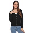 thumbnail image 3 of Purcoar Women's Knitted Button Cardigan Long Sleeve Lightweight Cardigan, 3 of 8
