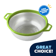 JEEXI Stainless Steel Colander With Handles, Large Metal Green Mesh Strainer for Pasta, Spaghetti, Berry, Veggies, Fruits, Noodles, Salads - Dishwasher Safe