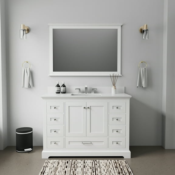 Dukes 48 in. W x 22 in. D White Single Bath Vanity and White Quartz Top