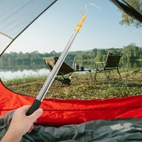 Niceauty Durability Telescoping Rod with Hook RV Awning Hook Multi Stainless Steel 1Set for Outdoor Adventures
