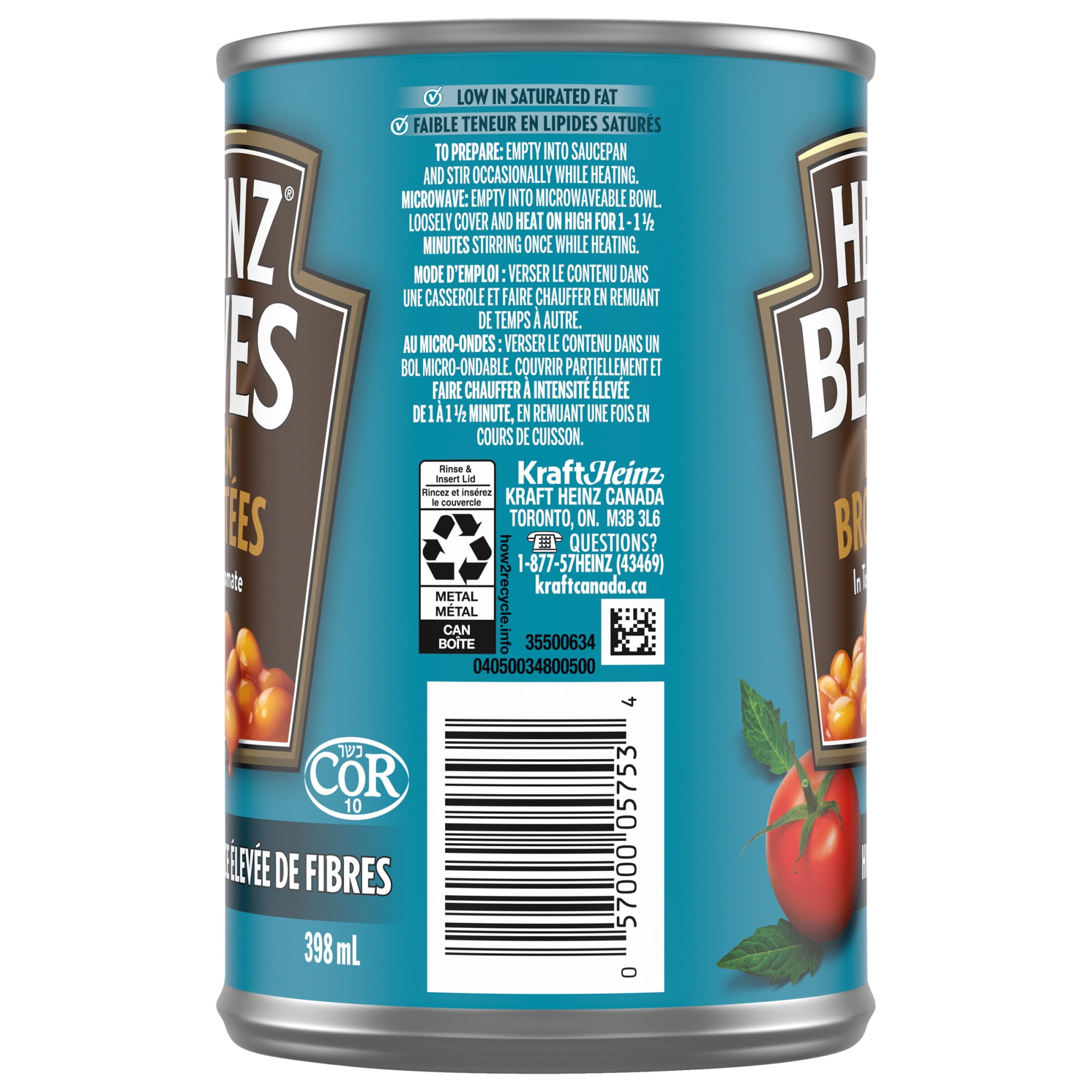 Heinz Deep-Browned Beans with Tomato Sauce, Casein-Free, 398mL