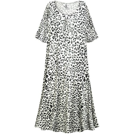 

Plus Size 9x Tall Nightgowns for Women Sleepshirt Short Sleeve Pajama Soft Sleep Dress Black & White Leopard Print Loungewear