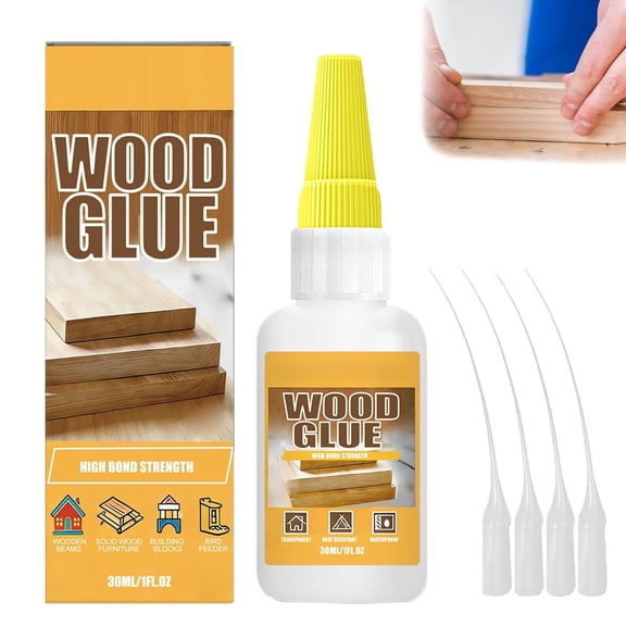 Super Strong Wood Glue, High Strength Fast Drying Clear Wood Glue, Heavy Duty Woods Glue for Crafts, Woods Glues for Furniture Heavy Duty, Waterproof, Transparent, Quick-Dry with Precision Tips