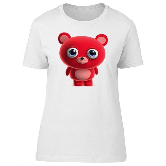 Cute Baby Red Bear Cartoon T-Shirt Women -Image by Shutterstock, Female Small