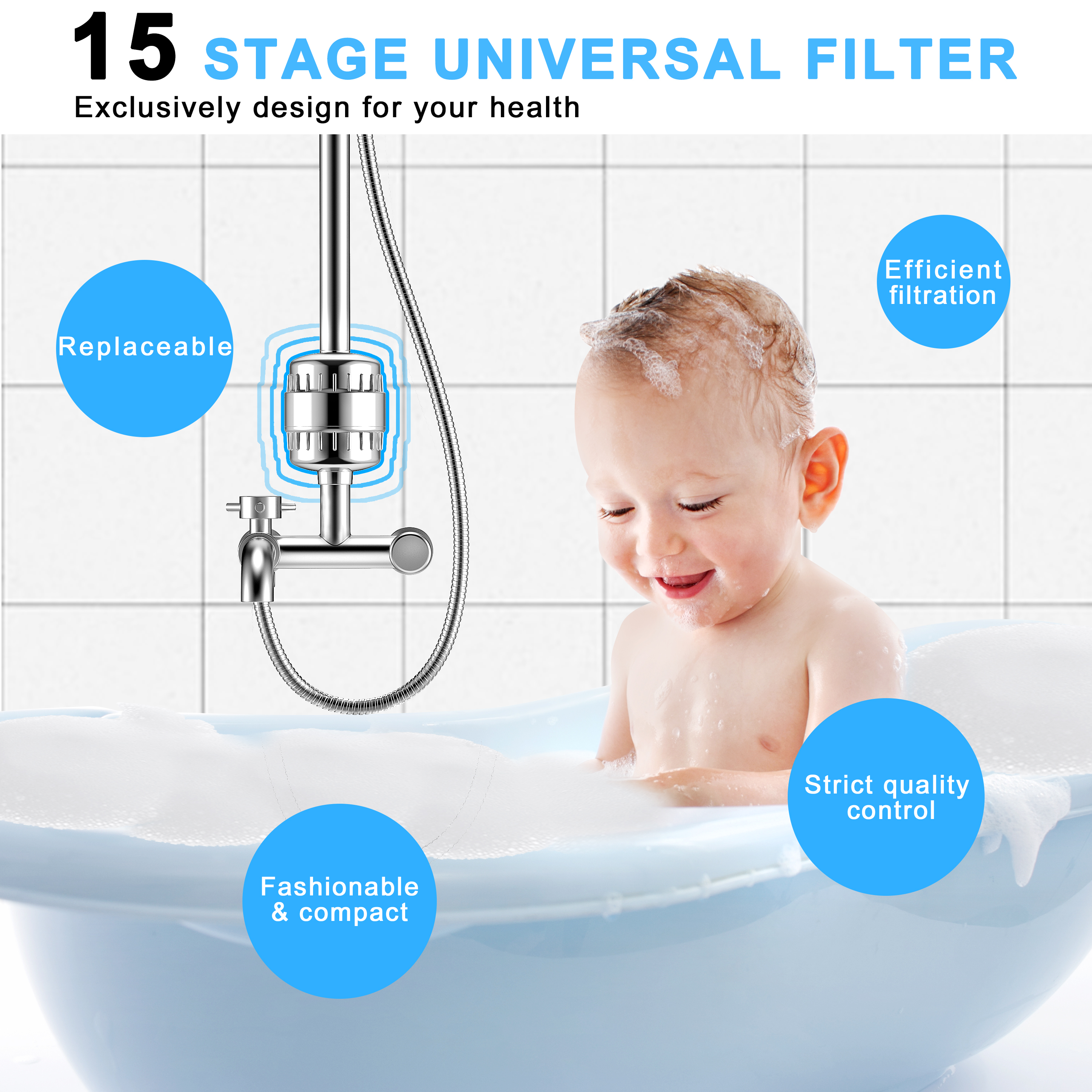 Yezivo 15-Stage Shower Filter with 2 Replacement Cartridges photo 2