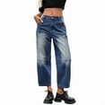 thumbnail image 1 of Pantalones Vaqueros de Mujer, Estilo Vintage, de Pierna y Tiro Medio, Holgados, Estilo Boyfriend, Hasta el Tobillo, Y2K Azul XL, 1 of 9