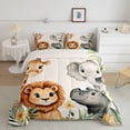 thumbnail image 2 of Feelyou Kawaii Lion King Full Size Comforter Sets, Cute Giraffe Elephant Bedding Comforter Set, Cartoon Animal Theme EReversible Bedding Sets, Ultra Soft Bedroom Decor, 3 Pieces, 2 of 8