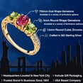 thumbnail image 2 of Gem Stone King 2.07 Cttw Oval Pink Tourmaline and Green Peridot 18K Yellow Gold Plated Silver Ring for Women | Three Stone Wedding Engagement Anniversary Promise Ring for Women| Size 5, 2 of 6