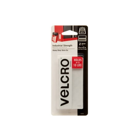 VELCRO® Brand Industrial Strength Heavy Duty Strips, 4in x 2in, White, 2