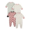 Onesies Brand Newborn Baby Girl Sleep 'N Play Footed Pajamas, 4-Pack