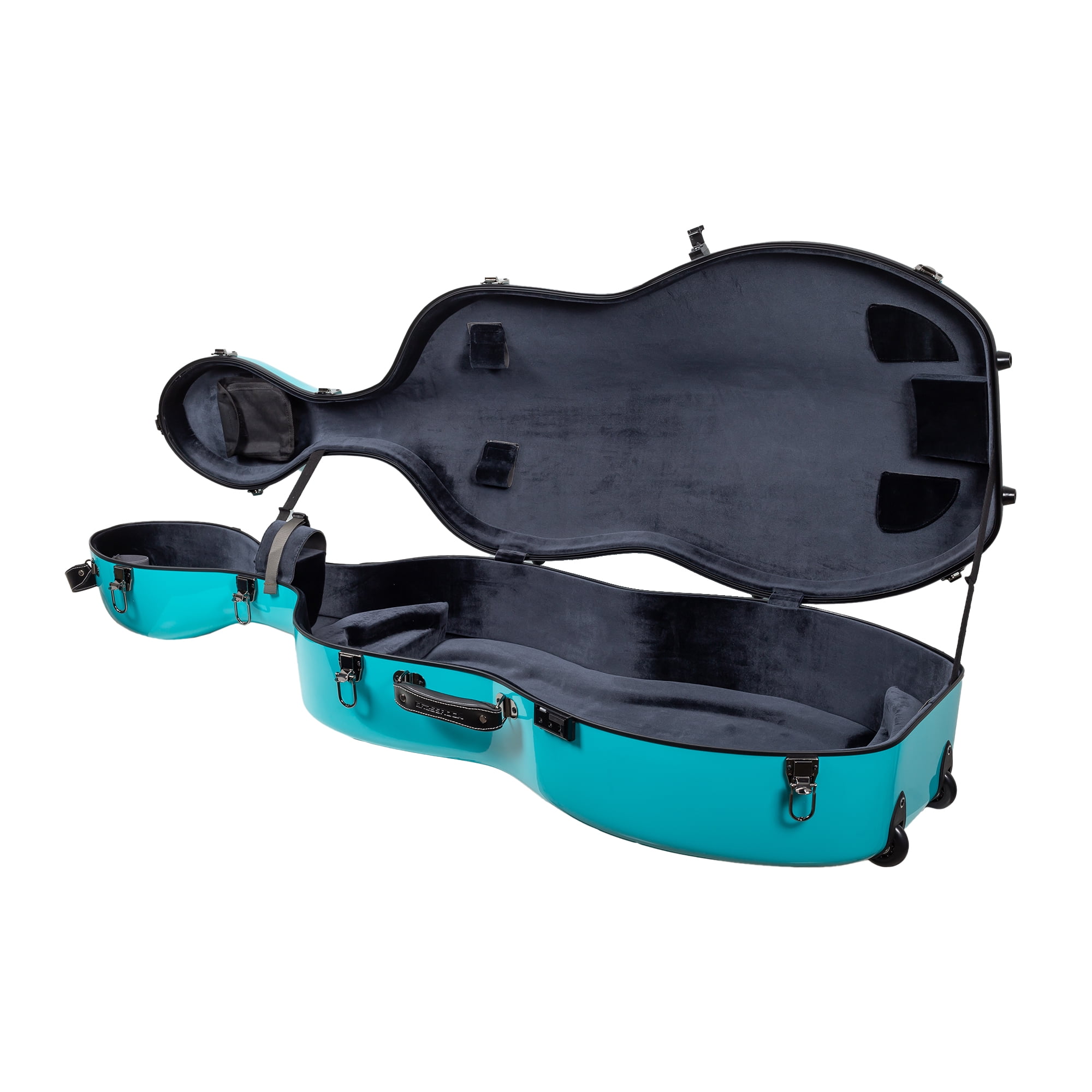 Crossrock Fiberglass Case with Wheels-Fits 4/4 Full Size Cellos-Includes Padded Music Pouch, 3 Handles, Removable Shoulder Straps, Combination Lock-Mint Blue (CRF2020CEFMB)