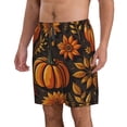 thumbnail image 2 of Cauagu Autumn Pumpkin Leaves Print Men's Swim Trunks,Hawaiian Bathing Suit Swimsuits Beach Shorts with Pockets for Men Quick Dry Swimming Board Shorts-Medium, 2 of 6