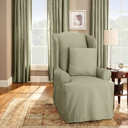 Sure Fit Cotton Duck Wing Chair Slipcover