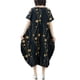thumbnail image 4 of Vestido flojo de la vendimia de las mujeres Mangas cortas Dot Print Baggy Plus Size Cotton Linen Romacci Vestido, 4 of 7
