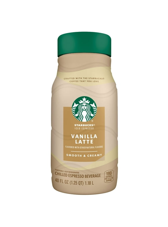 Starbucks Iced Espresso Vanilla Latte Iced Coffee Drink, 40 oz Bottle