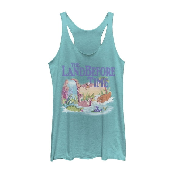 Women's The Land Before Time Dinosaur Summer Splash Racerback Tank Top Tahiti Blue X Small