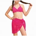 thumbnail image 5 of CAICJ98 Girl's 3 Piece Swimsuits with Cover Up Skirt Halter Triangle Bathing Suits for Girls Bikini Set (8-9 Years,Hot Pink), 5 of 7