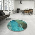 thumbnail image 3 of Ahgly Company Indoor Round Patterned Turquoise Green Area Rugs, 7' Round, 3 of 6