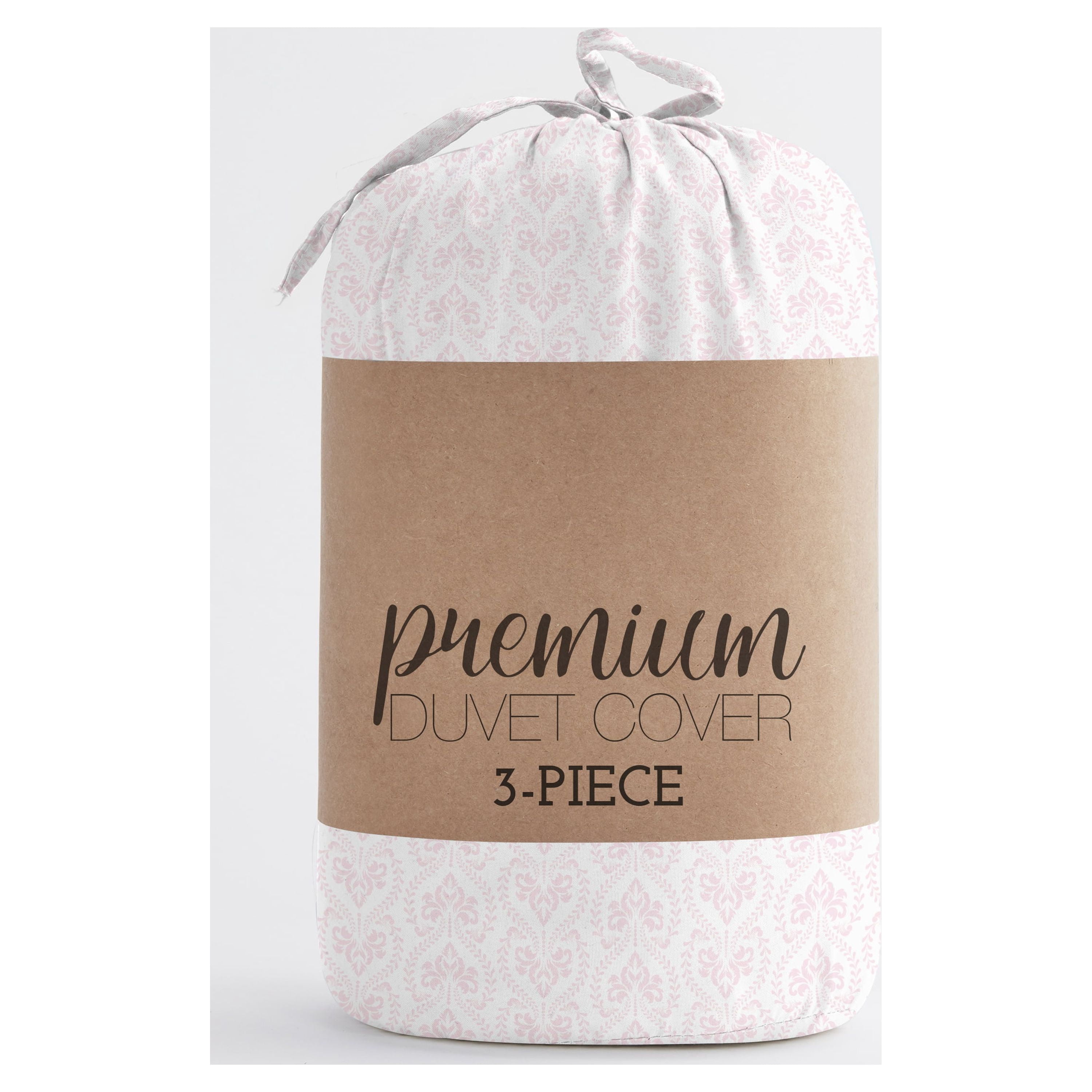 Noble Linens Pink Classic in Pink Pattern 3-Piece Duvet Cover Set, Full/Queen