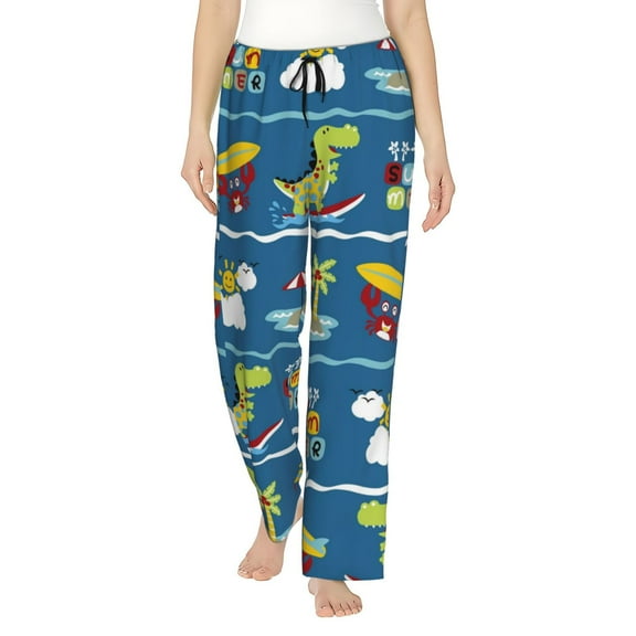 Rateoe Dinosaur on the Beach Vacation Pattern Women’s Ultra-Soft Comfy Pajama Lounge Pants Sleepwear,Comfortable Lounge Wear,lightweight Pajamas, Casual Home Wear-Small