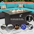 thumbnail image 5 of ASJMR 10 Pieces Wicker Patio Furniture Set With 43" Gas Fire Pit Table & 2 Swivel Chairs,Outdoor Rattan Sectional Sofa Conversation Set With Cushions & Tables,Green, 5 of 10
