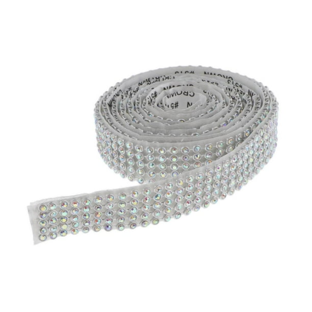 Cinta de 5 filas de diamantes de imitación con borde de cristal para manualidades DIY Silver AB