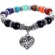 thumbnail image 1 of 10MM 7 Chakra Religión Curación Equilibrio Pulsera de cuentas de piedra Yoga Reiki Charm Pulseras de corazón ER, 1 of 4